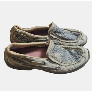 Twisted X Womens Driving Moc Toe Walking Shoes 8.5 M Leather Slip-On Loafers‎